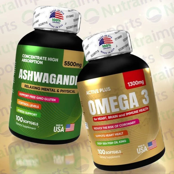 45% DE DESCUENTO🔥 DÚO BIENESTAR: Ashwagandha+Omega 3