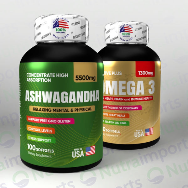 45% DE DESCUENTO🔥 DÚO BIENESTAR: Ashwagandha+Omega 3